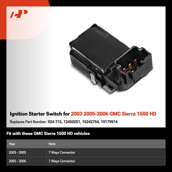 Ignition Starter Switch for 2003 2005-2006 GMC Sierra 1500 HD
