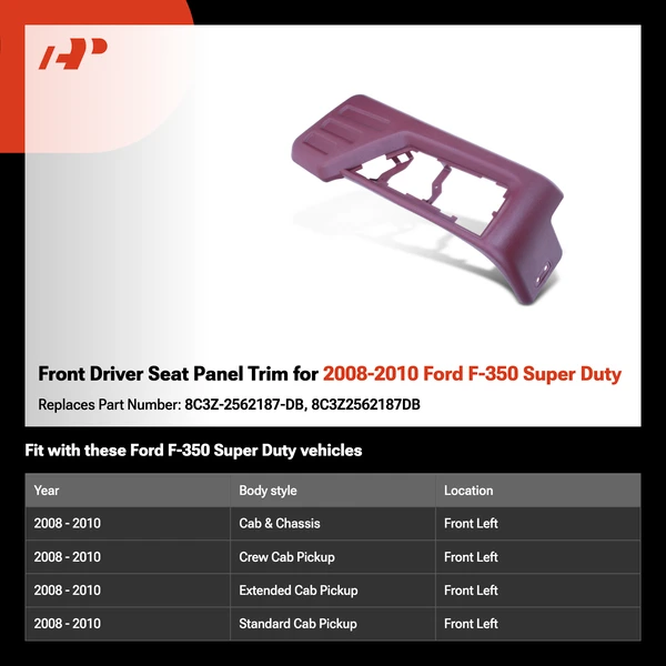 Front Driver Seat Panel Trim for 2008-2010 Ford F-350 Super Duty