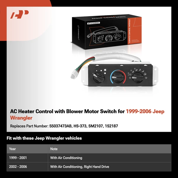AC Heater Control with Blower Motor Switch for 1999-2006 Jeep Wrangler