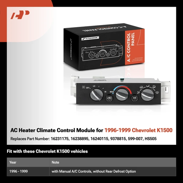 AC Heater Climate Control Module for 1996-1999 Chevrolet K1500