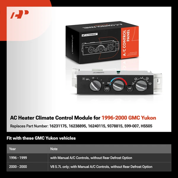 AC Heater Climate Control Module for 1996-2000 GMC Yukon