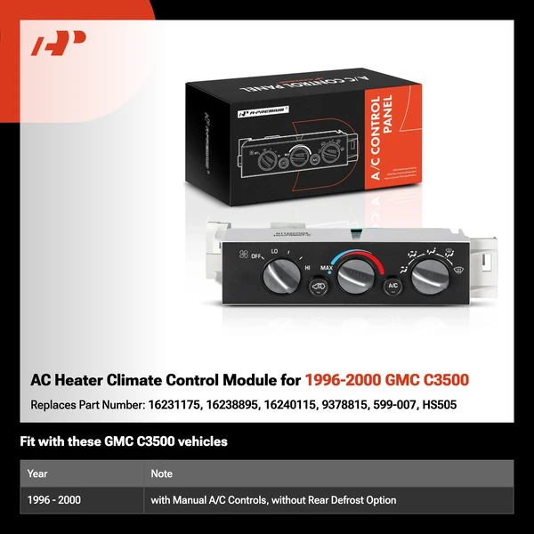 AC Heater Climate Control Module for 1996-2000 GMC C3500
