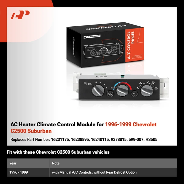 AC Heater Climate Control Module for 1996-1999 Chevrolet C2500 Suburban