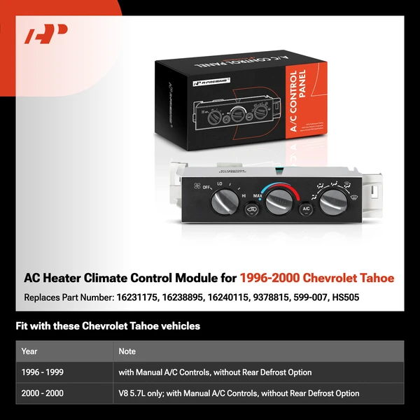 AC Heater Climate Control Module for 1996-2000 Chevrolet Tahoe