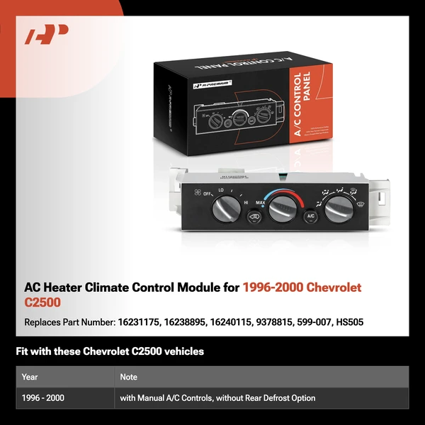 AC Heater Climate Control Module for 1996-2000 Chevrolet C2500