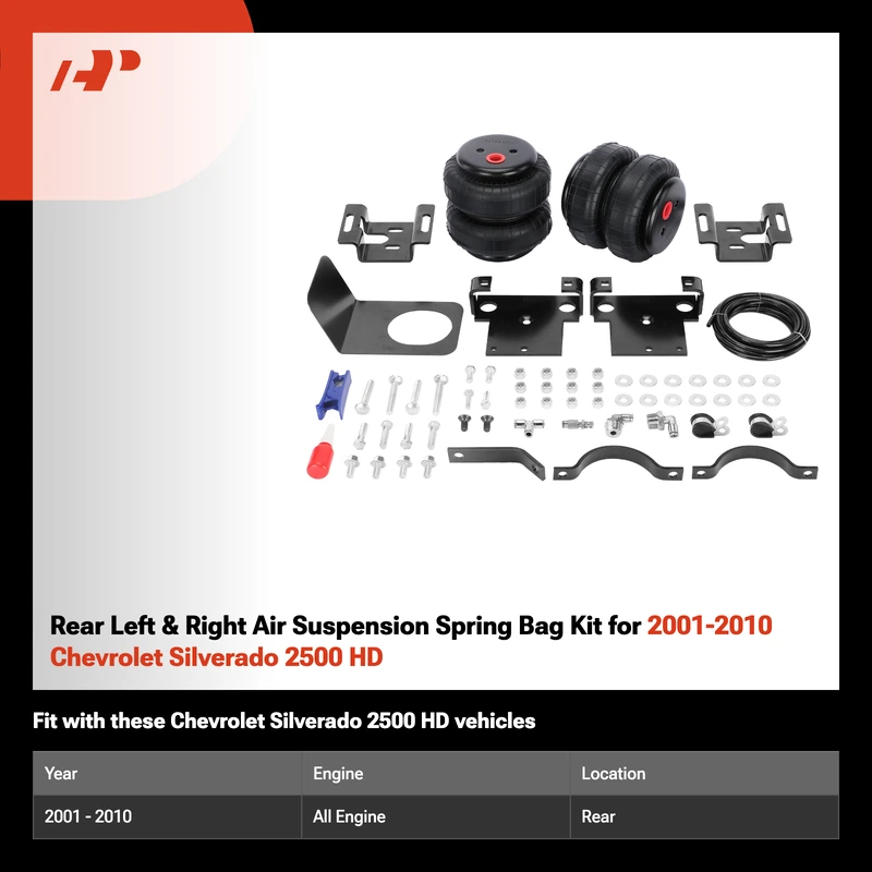 Rear Left & Right Air Suspension Spring Bag Kit for 2001-2010 Chevrolet Silverado 2500 HD