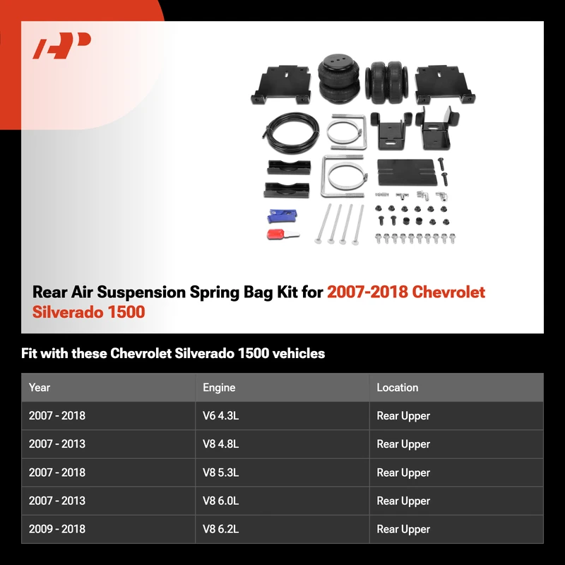 Rear Air Suspension Spring Bag Kit for 2007-2018 Chevrolet Silverado 1500
