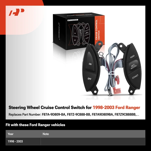 Steering Wheel Cruise Control Switch for 1998-2003 Ford Ranger