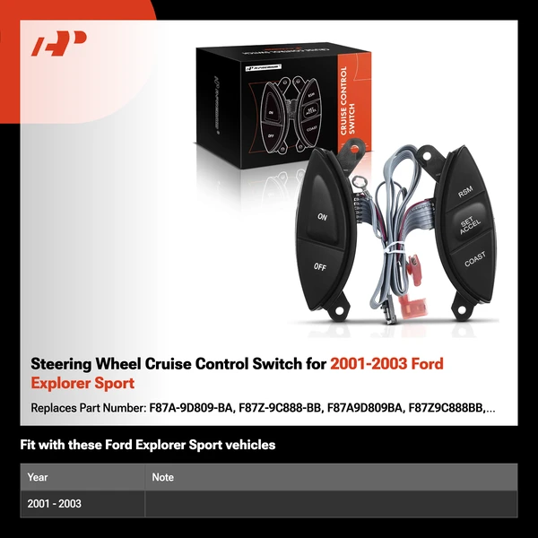 Steering Wheel Cruise Control Switch for 2001-2003 Ford Explorer Sport