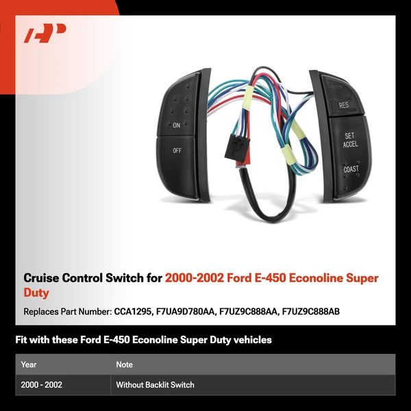 Cruise Control Switch for 2000-2002 Ford E-450 Econoline Super Duty