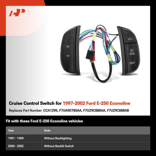 Cruise Control Switch for 1997-2002 Ford E-250 Econoline