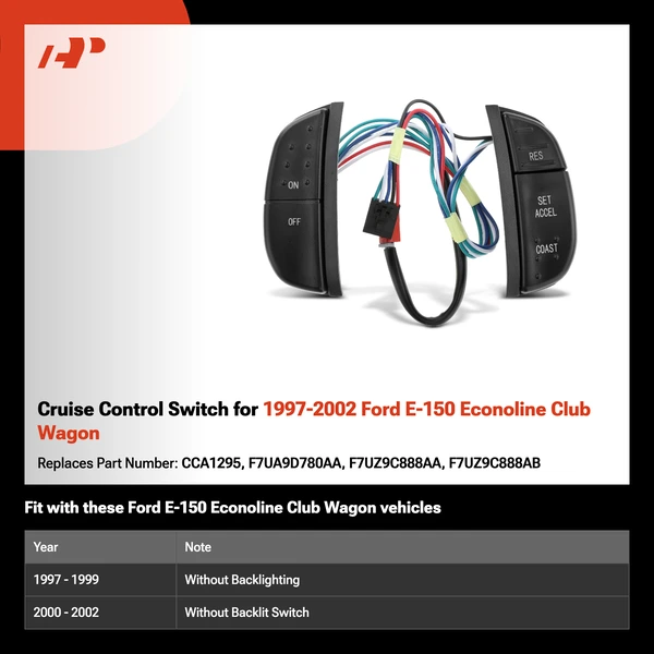Cruise Control Switch for 1997-2002 Ford E-150 Econoline Club Wagon