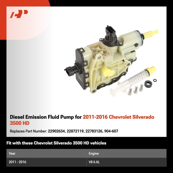 Diesel Emission Fluid Pump for 2011-2016 Chevrolet Silverado 3500 HD