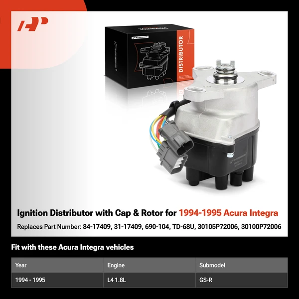 Ignition Distributor with Cap & Rotor for 1994-1995 Acura Integra