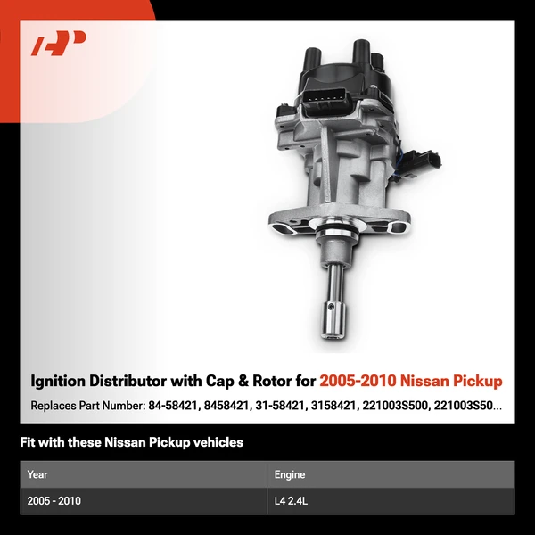 Ignition Distributor with Cap & Rotor for 2005-2010 Nissan Pickup