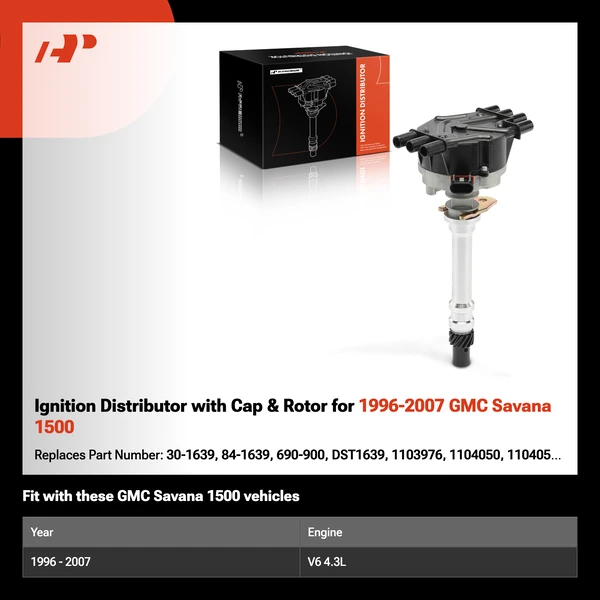 Ignition Distributor with Cap & Rotor for 1996-2007 GMC Savana 1500
