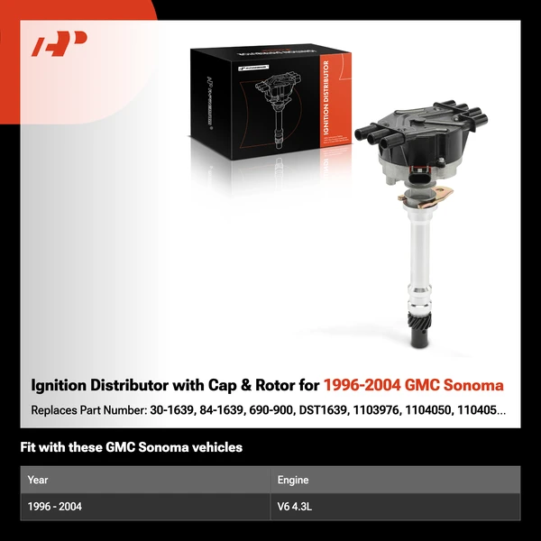 Ignition Distributor with Cap & Rotor for 1996-2004 GMC Sonoma