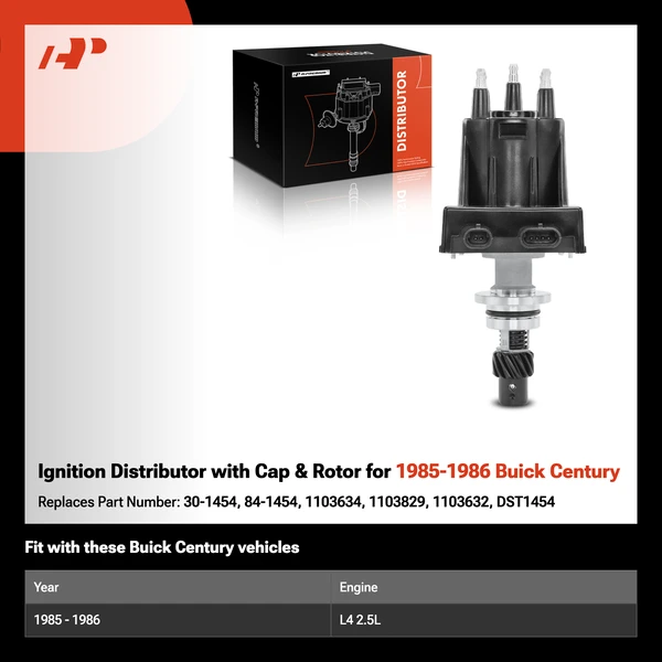 Ignition Distributor with Cap & Rotor for 1985-1986 Buick Century