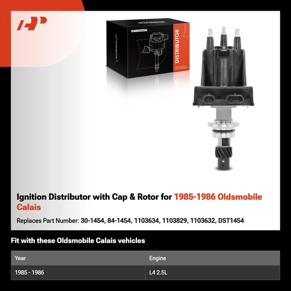 Ignition Distributor with Cap & Rotor for 1985-1986 Oldsmobile Calais