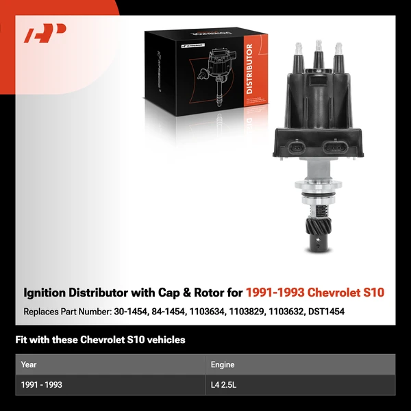 Ignition Distributor with Cap & Rotor for 1991-1993 Chevrolet S10