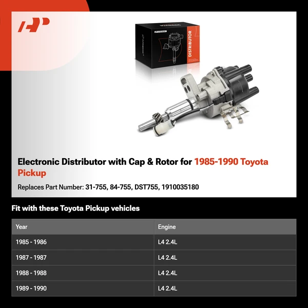 Electronic Distributor with Cap & Rotor for 1985-1990 Toyota Pickup
