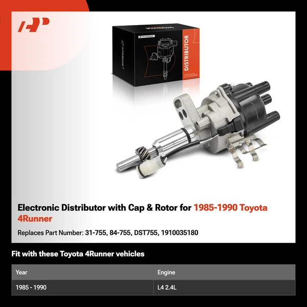 Electronic Distributor with Cap & Rotor for 1985-1990 Toyota 4Runner