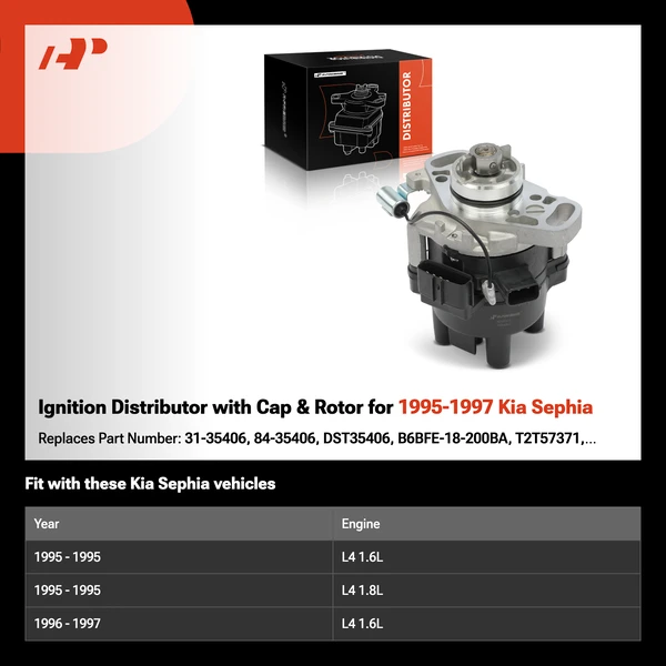 Ignition Distributor with Cap & Rotor for 1995-1997 Kia Sephia