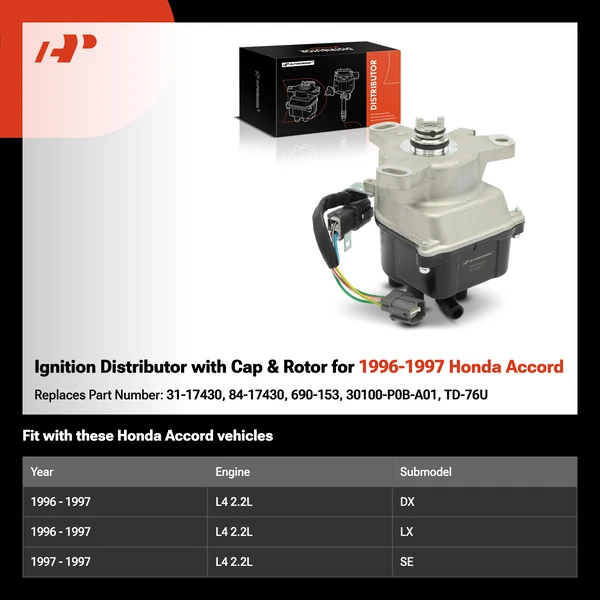 Ignition Distributor with Cap & Rotor for 1996-1997 Honda Accord