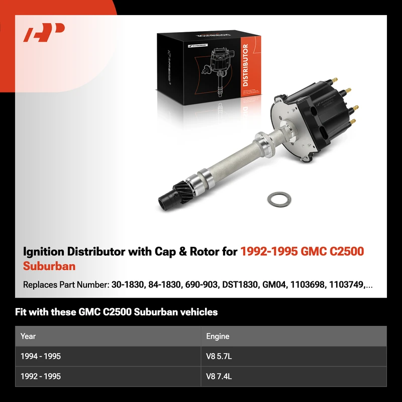 Ignition Distributor with Cap & Rotor for 1992-1995 GMC C2500 Suburban