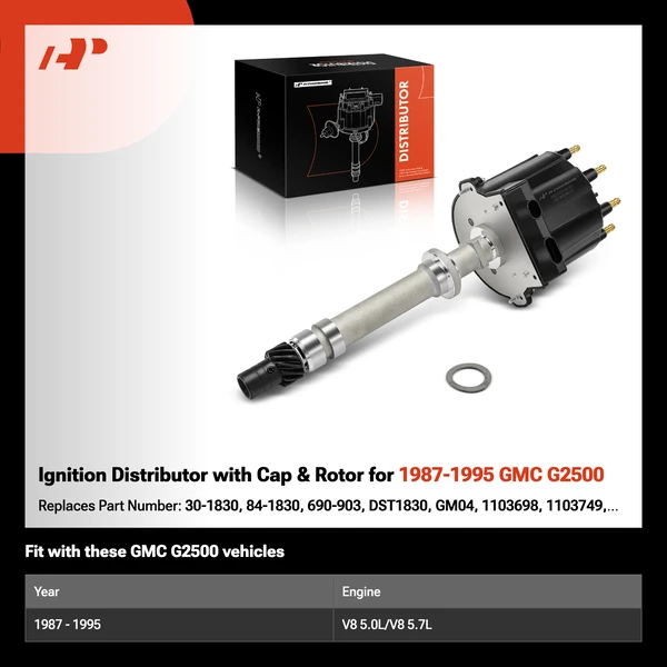 Ignition Distributor with Cap & Rotor for 1987-1995 GMC G2500