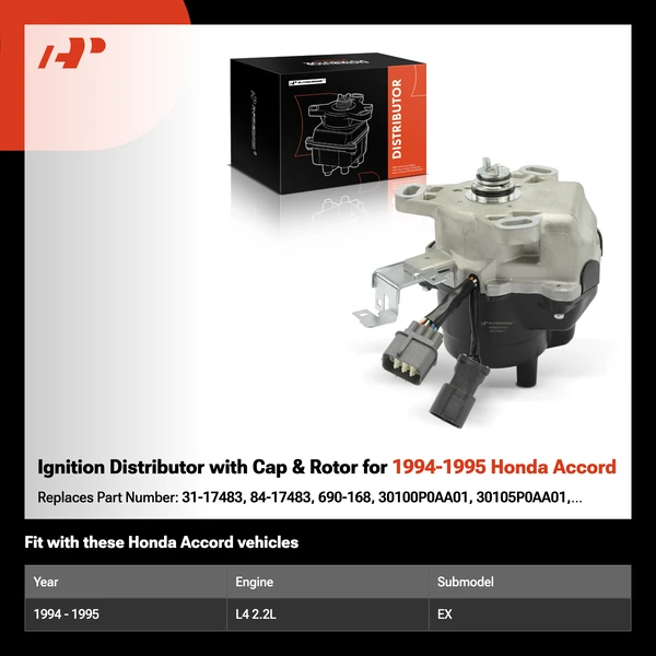 Ignition Distributor with Cap & Rotor for 1994-1995 Honda Accord
