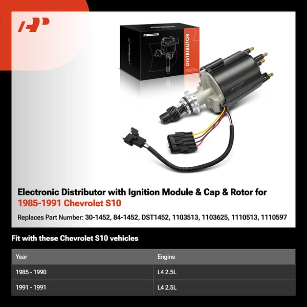 Electronic Distributor with Ignition Module & Cap & Rotor for 1985-1991 Chevrolet S10