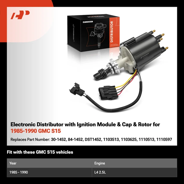 Electronic Distributor with Ignition Module & Cap & Rotor for 1985-1990 GMC S15