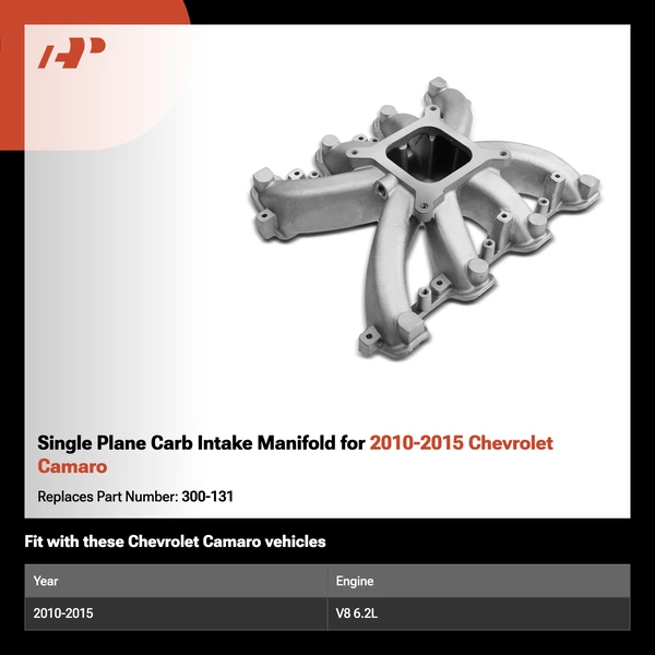 Single Plane Carb Intake Manifold for 2010-2015 Chevrolet Camaro