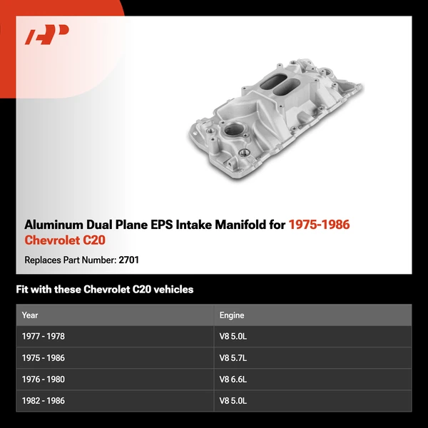 Aluminum Dual Plane EPS Intake Manifold for 1975-1986 Chevrolet C20
