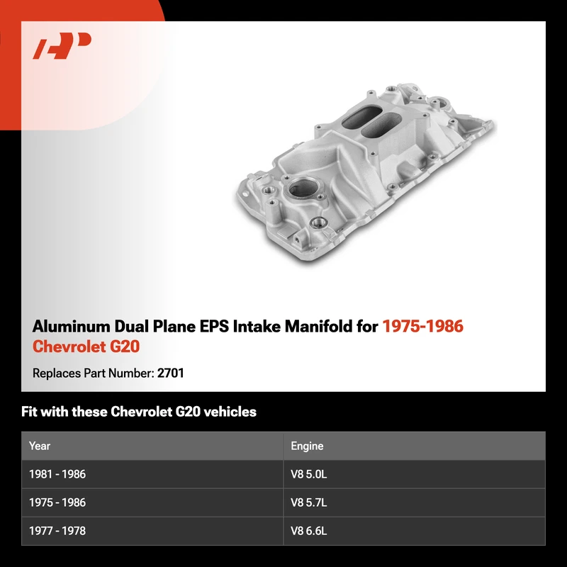 Aluminum Dual Plane EPS Intake Manifold for 1975-1986 Chevrolet G20