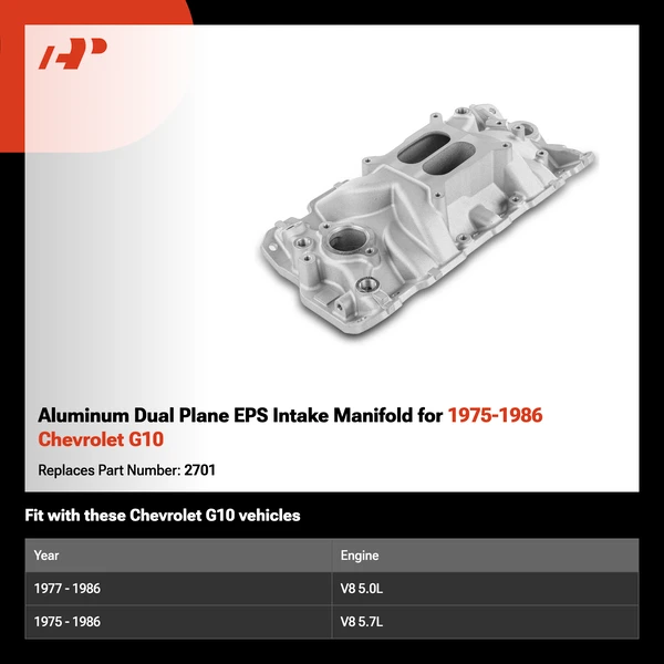 Aluminum Dual Plane EPS Intake Manifold for 1975-1986 Chevrolet G10