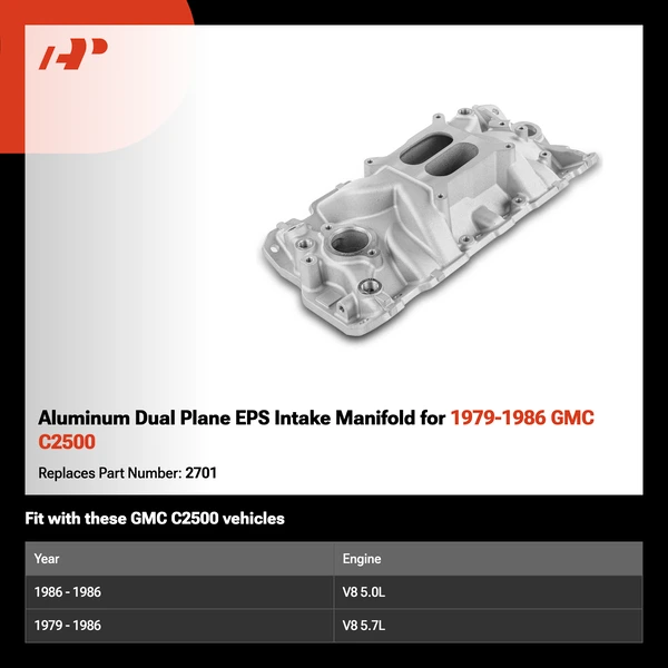Aluminum Dual Plane EPS Intake Manifold for 1979-1986 GMC C2500
