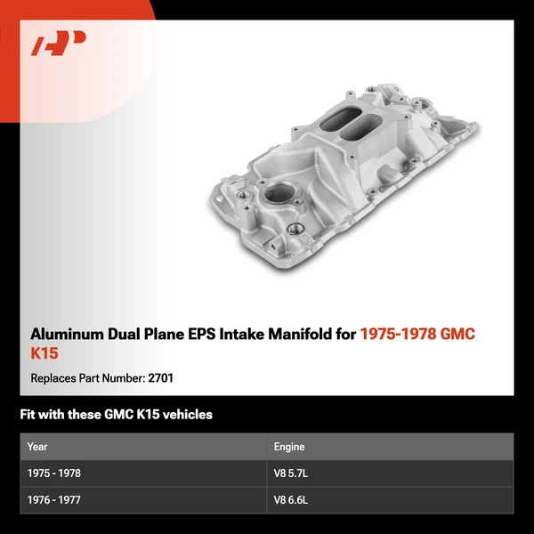 Aluminum Dual Plane EPS Intake Manifold for 1975-1978 GMC K15