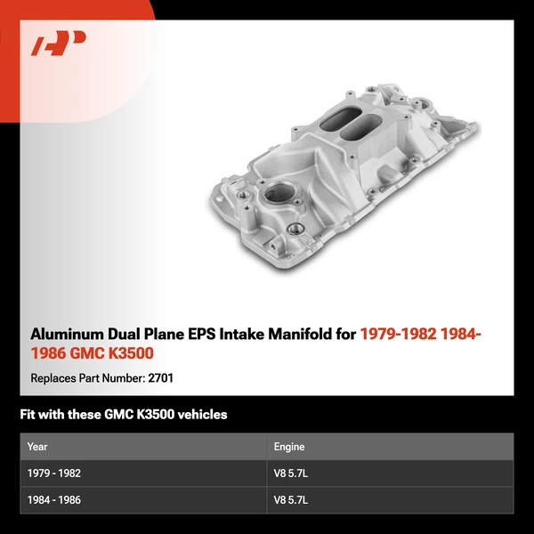 Aluminum Dual Plane EPS Intake Manifold for 1979-1982 1984-1986 GMC K3500