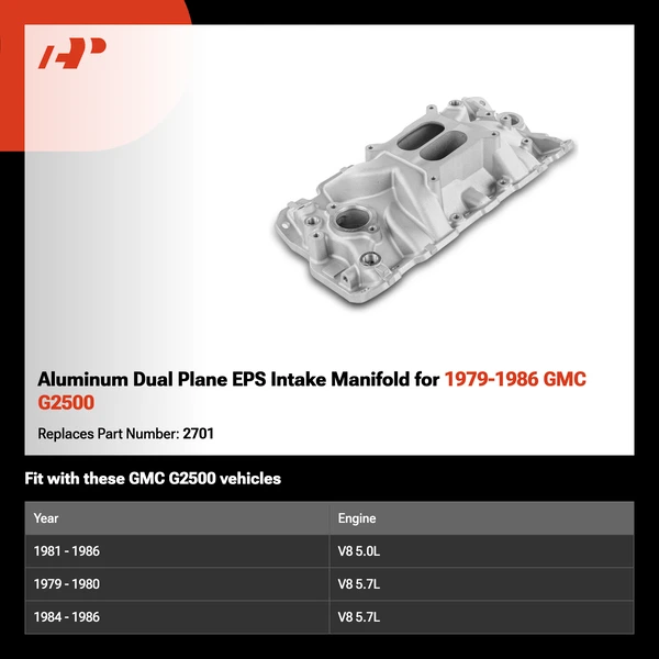 Aluminum Dual Plane EPS Intake Manifold for 1979-1986 GMC G2500