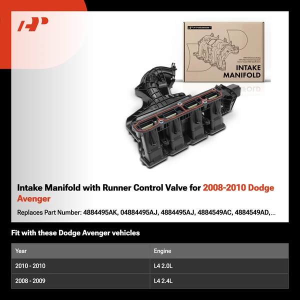 Intake Manifold with Runner Control Valve for 2008-2010 Dodge Avenger
