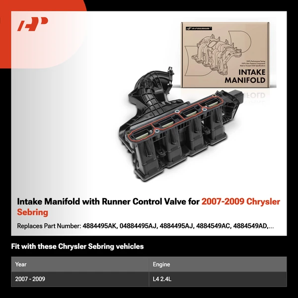 Intake Manifold with Runner Control Valve for 2007-2009 Chrysler Sebring