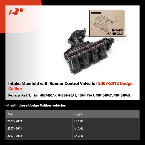 Intake Manifold with Runner Control Valve for 2007-2012 Dodge Caliber