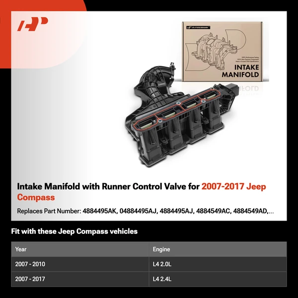 Intake Manifold with Runner Control Valve for 2007-2017 Jeep Compass