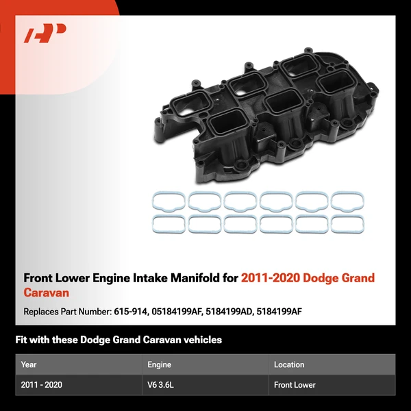 Front Lower Engine Intake Manifold for 2011-2020 Dodge Grand Caravan
