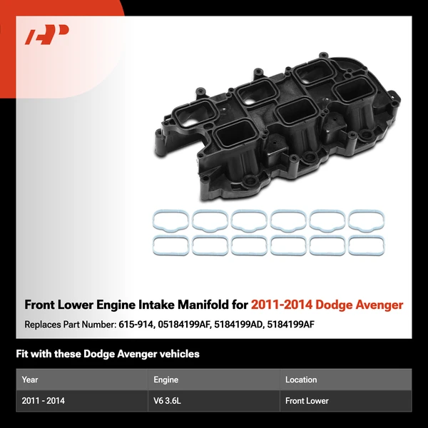 Front Lower Engine Intake Manifold for 2011-2014 Dodge Avenger