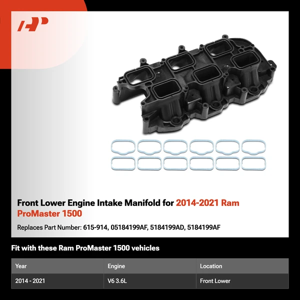 Front Lower Engine Intake Manifold for 2014-2021 Ram ProMaster 1500