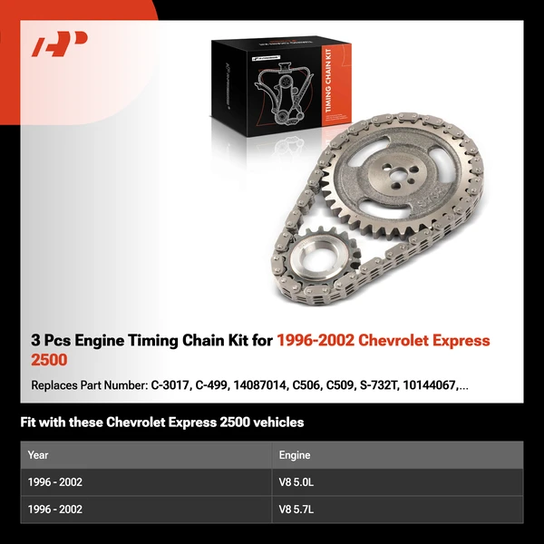 3 Pcs Engine Timing Chain Kit for 1996-2002 Chevrolet Express 2500