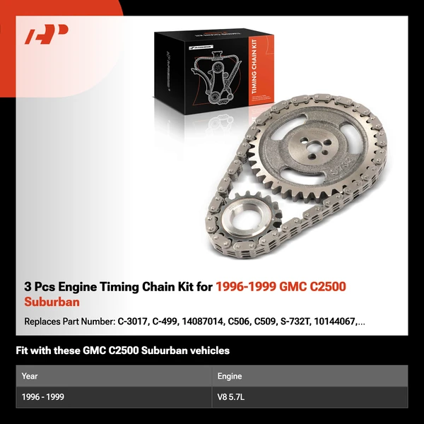 3 Pcs Engine Timing Chain Kit for 1996-1999 GMC C2500 Suburban
